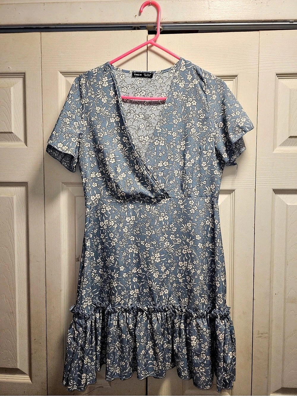 SHEIN Floral Mini Dress in Blue & White